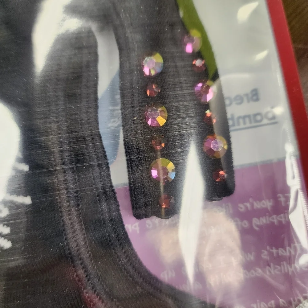 HIDEY SOCKS‎ Swarovski Crystal Embellished No Slip Socks NWT
